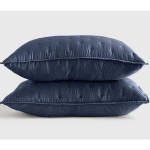 NWOT Quince Bamboo Dream Quilted Sham Set King Night Fall Organic Bamboo